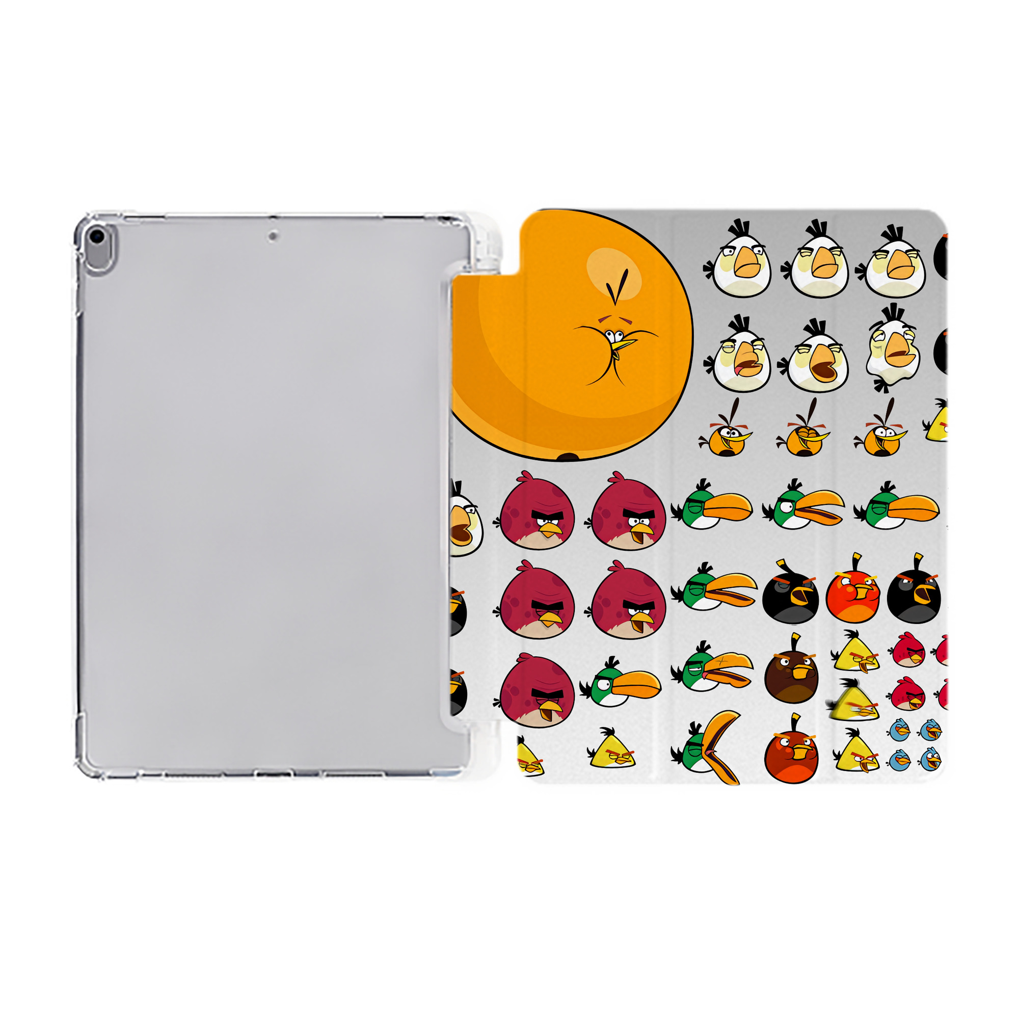（画像用） Angry Birds アングリーバード IPad ケース ペン収納付き 三つ折りスタンド PUレザー×シリコン 対応機種9.5/10.5/10.9インチ